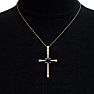 1/2 Carat Sapphire and Diamond Cross Necklace In 14K Yellow Gold Over Sterling Silver, 18 Inches Image-6