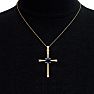 1/2 Carat Sapphire and Diamond Cross Necklace In 14K Yellow Gold, 18 Inches Image-6