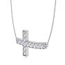 1 1/5 Carat Diamond Cross Necklace In Sterling Silver, 18 Inches Image-2