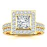 2 Carat Princess Cut Halo Lab Grown Diamond Bridal Set in 14k Yellow Gold Image-1