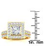 2 Carat Princess Cut Halo Lab Grown Diamond Bridal Set in 14k Yellow Gold Image-4