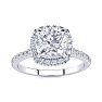 2 Carat Cushion Cut Moissanite and Halo Diamond Ring In Sterling Silver Image-1