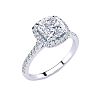 2 Carat Cushion Cut Moissanite and Halo Diamond Ring In Sterling Silver Image-2