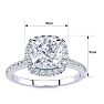 2 Carat Cushion Cut Moissanite and Halo Diamond Ring In Sterling Silver Image-4