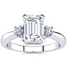 2 1/2 Carat Octagon Shape Moissanite and Diamond Ring In Sterling Silver Image-1