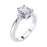 2 1/2 Carat Octagon Shape Moissanite and Diamond Ring In Sterling Silver Image-2