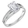 1 3/4 Carat Emerald Shape Moissanite and Diamond Ring In Sterling Silver Image-2
