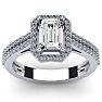 1 1/2 Carat Octagon Shape Moissanite and Halo Diamond Ring In Sterling Silver Image-1