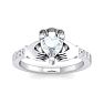 1 Carat Heart Shape Moissanite and Diamond Claddagh Ring In Sterling Silver Image-1