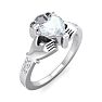 1 Carat Heart Shape Moissanite and Diamond Claddagh Ring In Sterling Silver Image-2