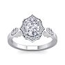 1 1/2 Carat Oval Shape Moissanite and Halo Diamond Ring In Sterling Silver Image-1