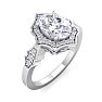 1 1/2 Carat Oval Shape Moissanite and Halo Diamond Ring In Sterling Silver Image-2