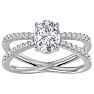 1 1/2 Carat Oval Shape Moissanite and Halo Diamond Ring In Sterling Silver Image-1