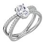 1 1/2 Carat Oval Shape Moissanite and Halo Diamond Ring In Sterling Silver Image-2