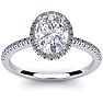 1 1/2 Carat Oval Shape Moissanite and Halo Diamond Ring In Sterling Silver Image-1