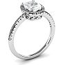 1 1/2 Carat Oval Shape Moissanite and Halo Diamond Ring In Sterling Silver Image-2
