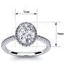 1 1/2 Carat Oval Shape Moissanite and Halo Diamond Ring In Sterling Silver Image-5