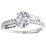 1 1/2 Carat Oval Shape Moissanite and Diamond Ring In Sterling Silver Image-1