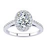 1 Carat Oval Shape Moissanite and Halo Diamond Ring In Sterling Silver Image-1