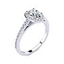 1 Carat Oval Shape Moissanite and Halo Diamond Ring In Sterling Silver Image-2