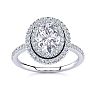1 1/2 Carat Oval Shape Moissanite and Diamond Double Halo Ring In Sterling Silver Image-1