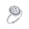 1 1/2 Carat Oval Shape Moissanite and Diamond Double Halo Ring In Sterling Silver Image-2