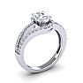 1.40 Carat Oval Shape Moissanite and Diamond Fancy Ring In Sterling Silver Image-2