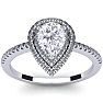 1 Carat Pear Shape Moissanite and Diamond Double Halo Ring In Sterling Silver Image-1