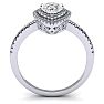 1 Carat Pear Shape Moissanite and Diamond Double Halo Ring In Sterling Silver Image-3