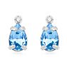 1ct Pear Shaped Blue Topaz and Diamond Earrings in 14k White Gold
 Image-2