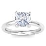 2 Carat Cushion Cut Lab Grown Diamond Ring In 14K White Gold, Solitaire Image-1