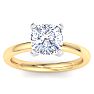 2 Carat Cushion Cut Lab Grown Diamond Ring In 14K Yellow Gold, Solitaire Image-1