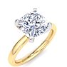 2 Carat Cushion Cut Lab Grown Diamond Ring In 14K Yellow Gold, Solitaire Image-2