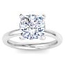 3 Carat Cushion Cut Lab Grown Diamond Ring In 14K White Gold, Solitaire Image-1