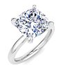 3 Carat Cushion Cut Lab Grown Diamond Ring In 14K White Gold, Solitaire Image-2