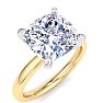 3 Carat Cushion Cut Lab Grown Diamond Ring In 14K Yellow Gold, Solitaire Image-2
