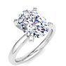 3 Carat Oval Shape Lab Grown Diamond Ring In 14K White Gold, Solitaire Image-2