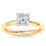 1 Carat Cushion Cut Lab Grown Diamond Ring In 14K Yellow Gold, Solitaire Image-1