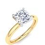 1 Carat Cushion Cut Lab Grown Diamond Ring In 14K Yellow Gold, Solitaire Image-2