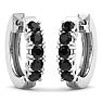 1/2 Carat Black Diamond Mens Hoop Earrings In 14 Karat White Gold Image-3