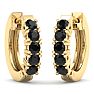 1/2 Carat Black Diamond Mens Hoop Earrings In 14 Karat Yellow Gold Image-3