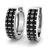 1/2 Carat Black Diamond Mens Hoop Earrings In 14 Karat White Gold Image-1