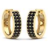 1/2 Carat Black Diamond Mens Hoop Earrings In 14 Karat Yellow Gold Image-3