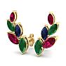 1 3/4 Carat Emerald, Ruby and Sapphire Earring Climbers In 14 Karat Yellow Gold Image-1