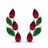 2 1/4 Carat Emerald and Ruby Earring Climbers In 14 Karat Yellow Gold Image-4