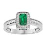 0.85 Carat Antique Style Emerald and Diamond Ring in 10 Karat White Gold Image-1