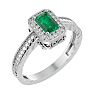 0.85 Carat Antique Style Emerald and Diamond Ring in 10 Karat White Gold Image-2