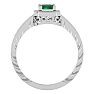 0.85 Carat Antique Style Emerald and Diamond Ring in 10 Karat White Gold Image-3