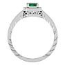 0.85 Carat Antique Style Emerald and Diamond Ring in 10 Karat White Gold Image-3