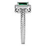 0.85 Carat Antique Style Emerald and Diamond Ring in 10 Karat White Gold Image-4